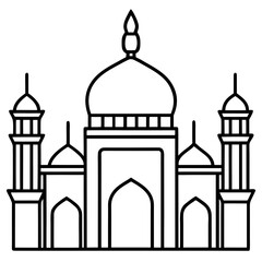 Minimal Mosque Line Art Vector