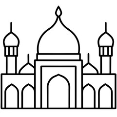 Minimal Mosque Line Art Vector