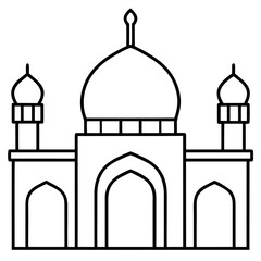 Minimal Mosque Line Art Vector