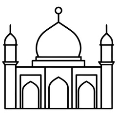 Minimal Mosque Line Art Vector