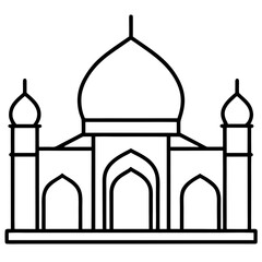 Minimal Mosque Line Art Vector