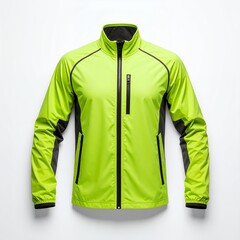 Stylish vibrant green and grey athletic jacket isolated clothing presentation on white background