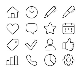 A set of clean, simple, and versatile line icons, perfect for web design and user interfaces, creating a visually appealing and intuitive experience. 