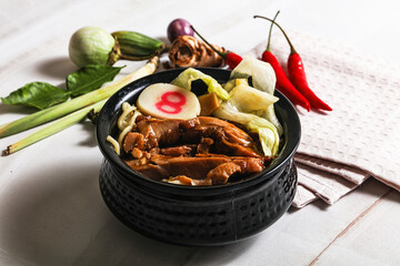 Japanese ramen soup with chicken