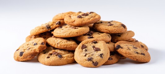 The delicious stack of homemade chocolate chip cookies ready to enjoy.