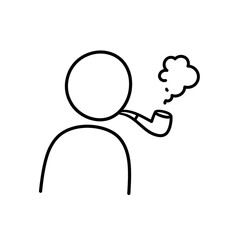 Obraz premium Simple line art of a person smoking a pipe, creating a vintage feel perfect for retro designs