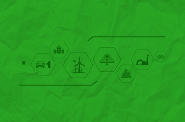reducing CO2 emissions to stop climate change. green energy background	