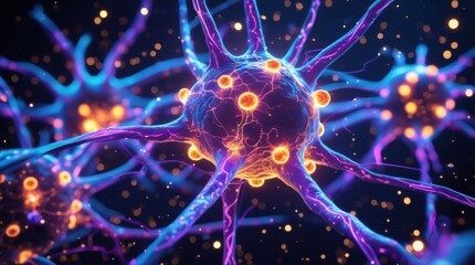 Neural Network Activity with Glowing Brain Connections, High-Resolution Concept Art	
