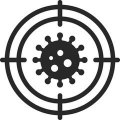Virus in crosshair showing detection, control, and focus on infection prevention in healthcare.