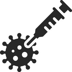 Syringe injecting virus to represent vaccination, disease prevention, and public health protection.