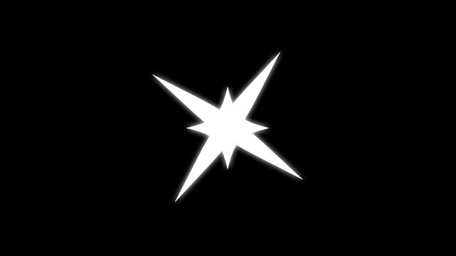Bright shiny twinkling stars blinking. Animation of white twinkling stars. Blinking retro vector stars and dots, Glowing stars sparkle, twinkling starry night sky, white cartoon, flat, vector. 4k