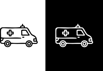 Ambulance emergency vehicle transportation medical services first aid vector icon