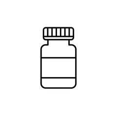 Pill bottle vector icon for medical supplies and healthcare concept