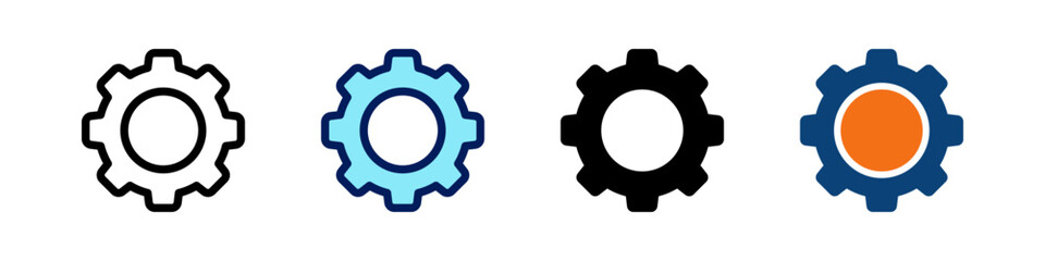 Settings All In One Icon Multi Styles Vector Set