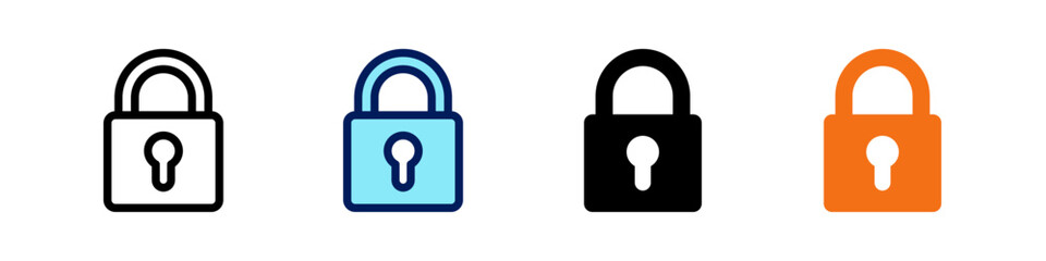 Padlock All In One Icon Multi Styles Vector Set