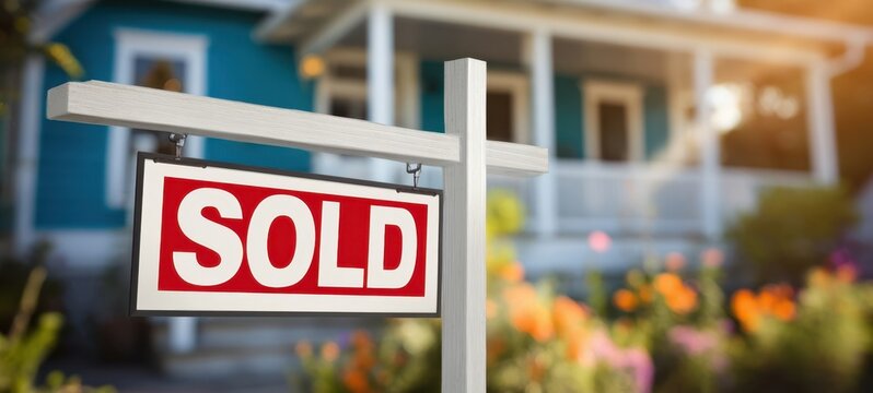 The Sold Sign Signifying a Successful Real Estate Transaction in a Beautiful Home.