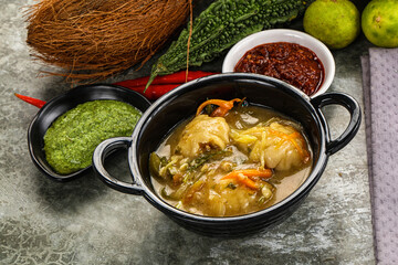Chinese wonton soup with dumplings