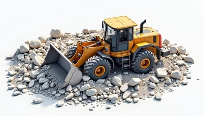 Yellow Loader on Rocks