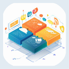 Transformable infographic vector layout featuring editable nodes, resizable paths, and fluid color schemes with intuitive modular design.