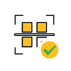 Scan successful icon. E-commerce. Barcode scan with check mark. market, sale, buy. mixed design style.