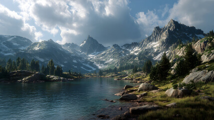 Naklejka premium Exploring the Majestic Peaks: A Journey Through Breathtaking Mountain Landscapes and Enchanting Natural Beauty