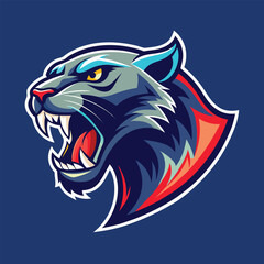 Fototapeta premium Vector illustration of a wild feline predator mascot head, a tiger or wolf, ready for a tattoo or logo