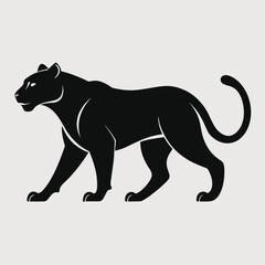 Fototapeta premium Black panther and leopard vector silhouette illustration for wild animal nature symbol art