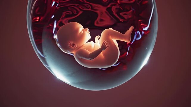 human baby fetus rests in womb. embryo development symbolizes life growth. child growing in womb during pregnancy process. fetus life birth miracle human child stages of pregnancy embryo.