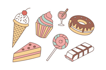 Sweet Treats Array: A collection of delicious and inviting desserts arranged in a colorful display, tempting viewers with their delightful variety and charm.