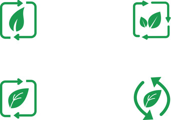 ecology concept icon, environment leaf icon, recycle sustainable energy vector art illustration isolated on transparent png