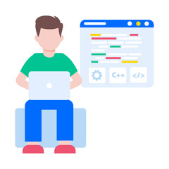 A flat style illustration showing module installing