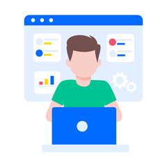 A flat style illustration showing web development