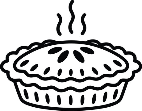 Fresh Apple Pie Line Art – Hot Baked Dessert Outline Vector for Bakery, Food Packaging, and Kitchen Design