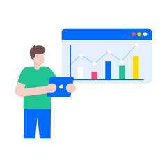 A flat style illustration showing data scientist
