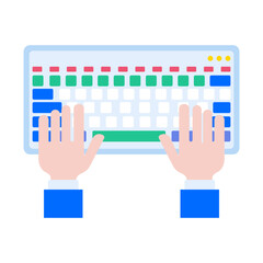 A flat style illustration showing keyboard typing