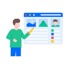A flat style illustration showing frontend developer