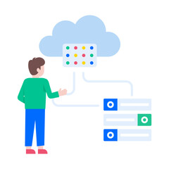 A flat style illustration showing cloud server 