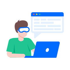 A flat style illustration showing vr developer