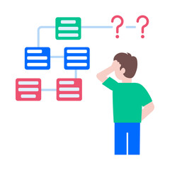 A flat style illustration showing confused person