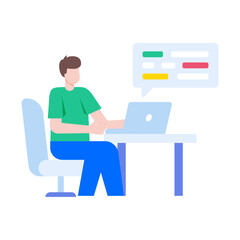 A flat style illustration showing a developer working