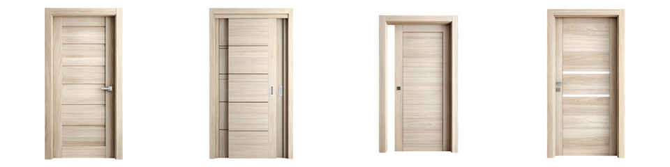 Modern Interior Doors Collection: Four Isolated Design Options on White