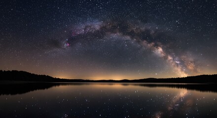 Milky Way Reflection Over Calm Lake
