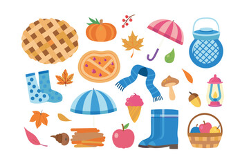 Autumn's Harvest: An array of colorful autumn elements comes together in a delightful illustration, capturing the essence of the season's charm.