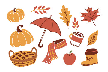 Autumn Delight Illustration: A collection of cozy autumn items, evoking the warmth and charm of the season in this delightful illustration.