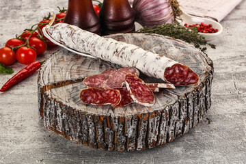 Spanish dry Fuet sausages snack