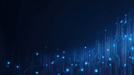 Glowing blue digital circuit board lines against a dark gradient background