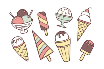Sweet Assortment: A whimsical array of delicious ice cream treats, each one a unique burst of flavor and color, offering a delightful taste of summer.