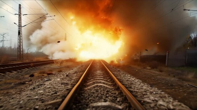 explosion on the railway tracks. Sabotage and arson
