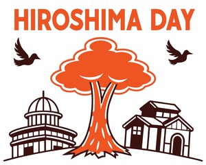 Hiroshima Nagasaki Day, Hiroshima day illustration, nuclear explosion background