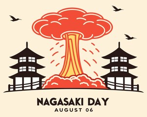 Hiroshima Nagasaki Day, Hiroshima day illustration, nuclear explosion background